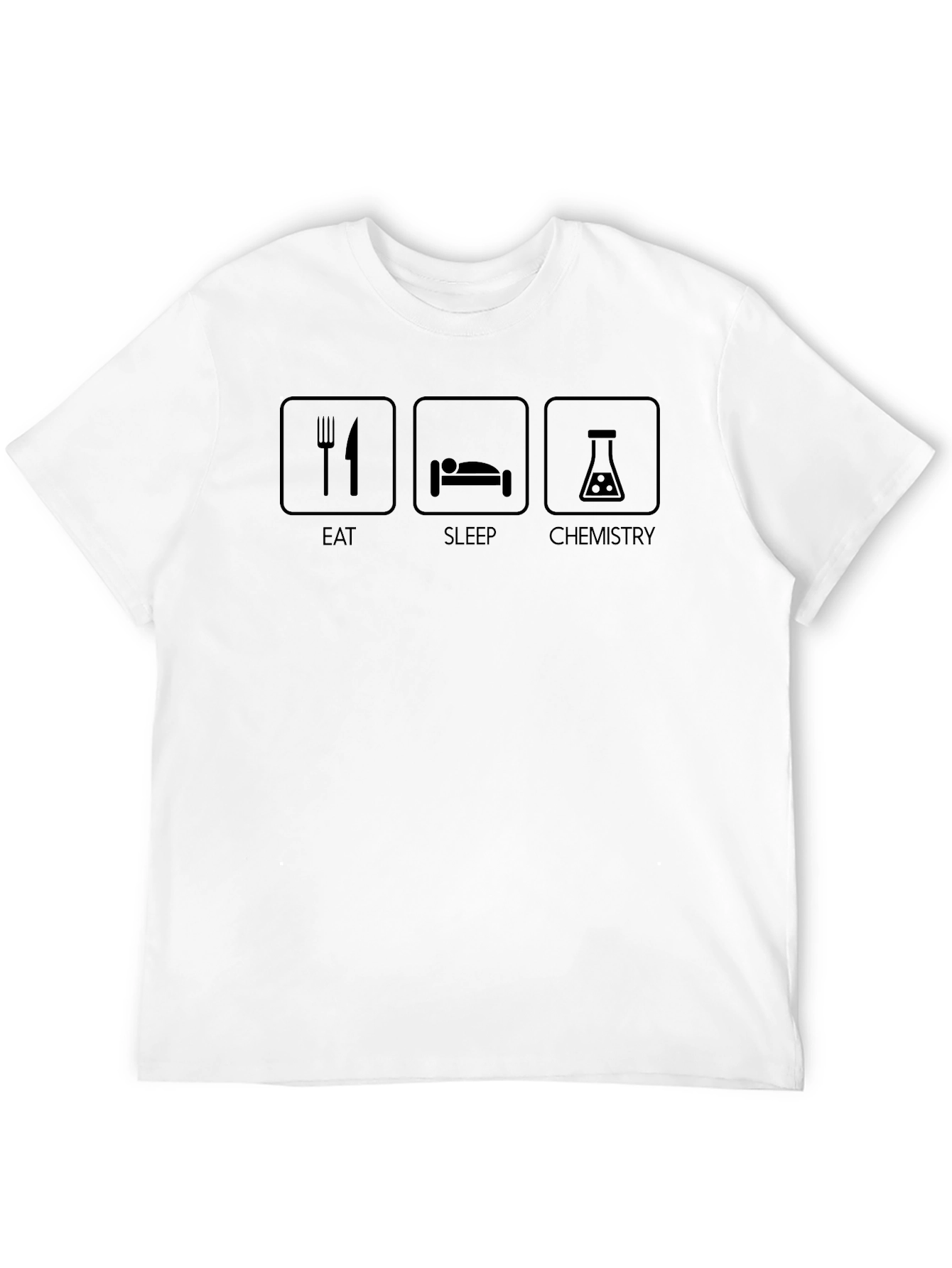 Camiseta Negra con Diseño de Química Comer Dormir