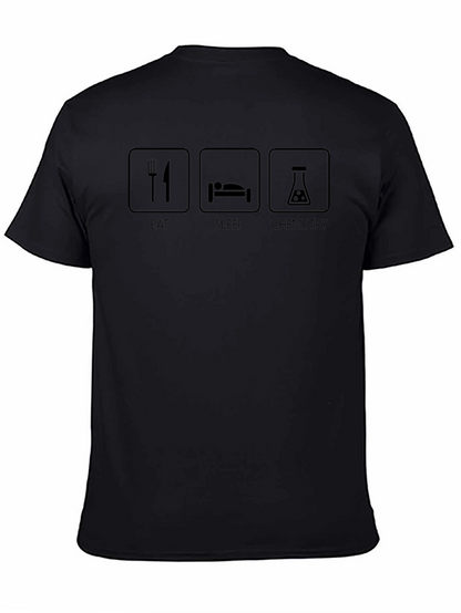 Camiseta Negra con Diseño de Química Comer Dormir