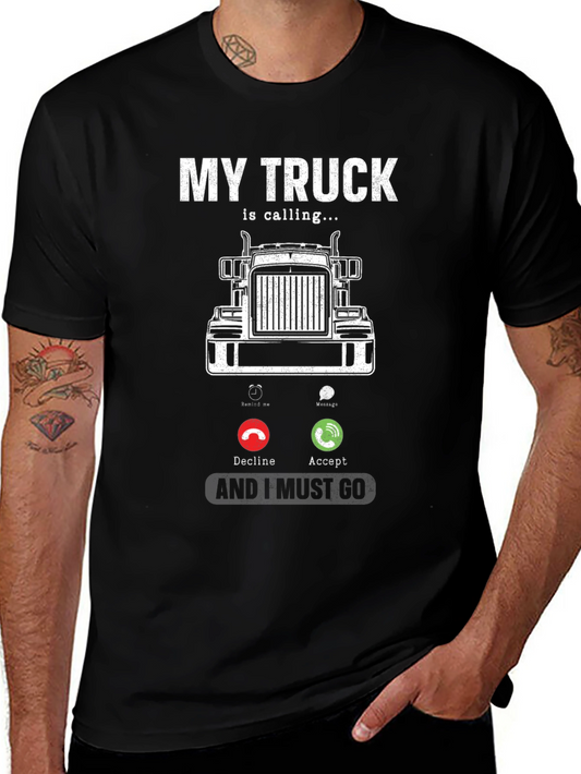 Camiseta Negra My Truck is Calling para Amantes de Camiones