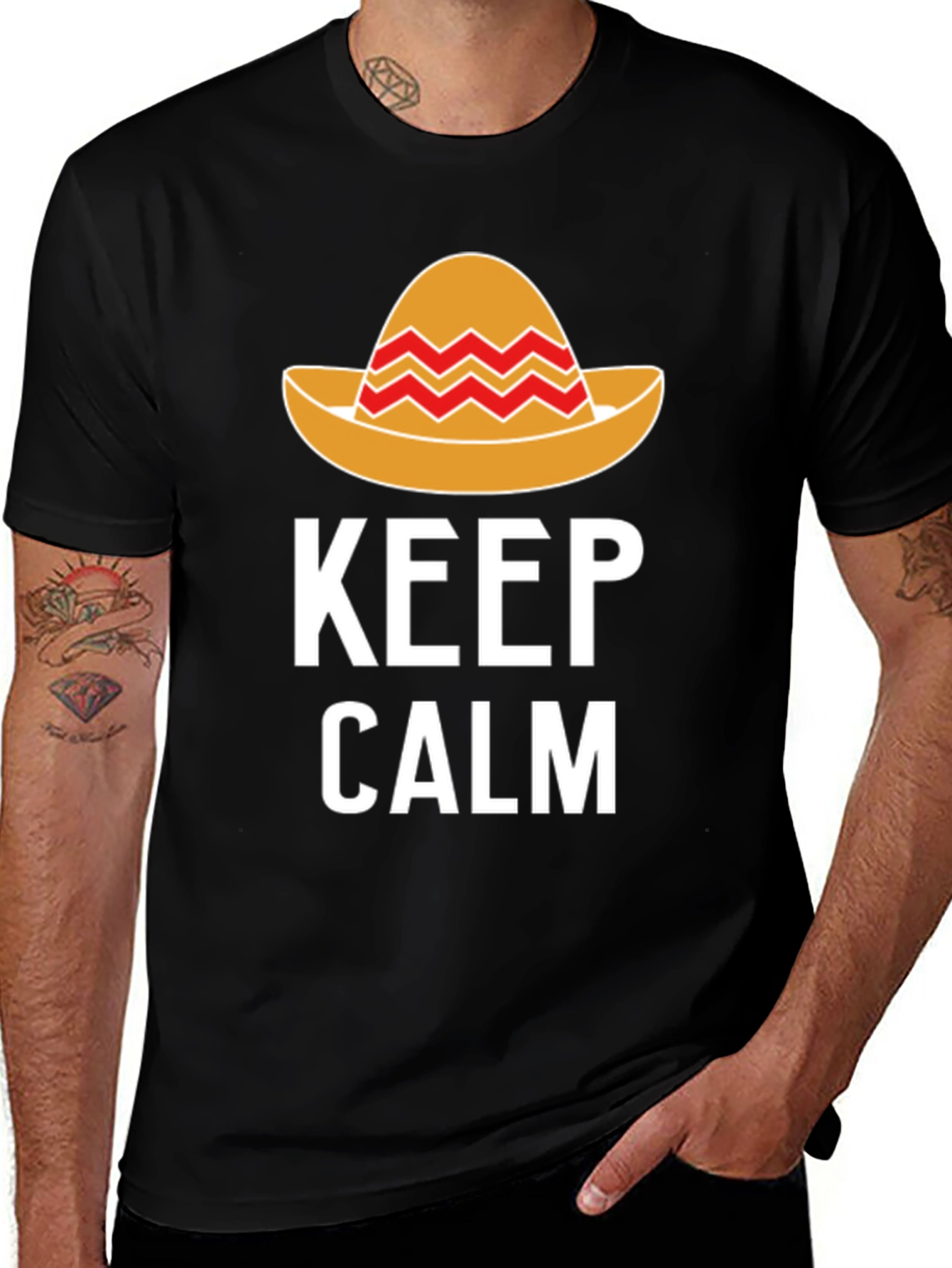 Camiseta Hombre Keep Calm Sombrero Mexicano