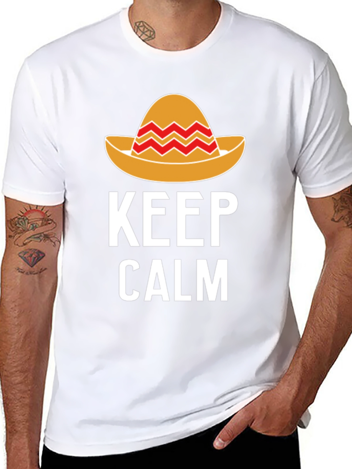 Camiseta Hombre Keep Calm Sombrero Mexicano