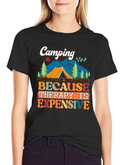 Camiseta Unisex Camping Porque la Terapia es Cara