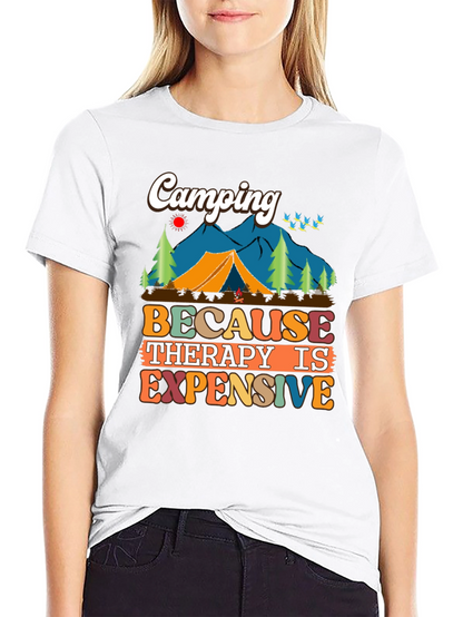 Camiseta Unisex Camping Porque la Terapia es Cara