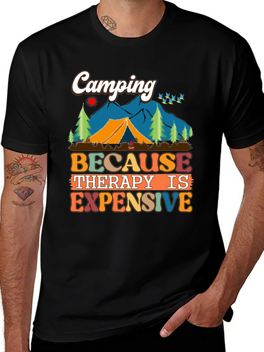 Camiseta Unisex Camping Porque la Terapia es Cara
