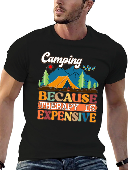 Camiseta Unisex Camping Porque la Terapia es Cara
