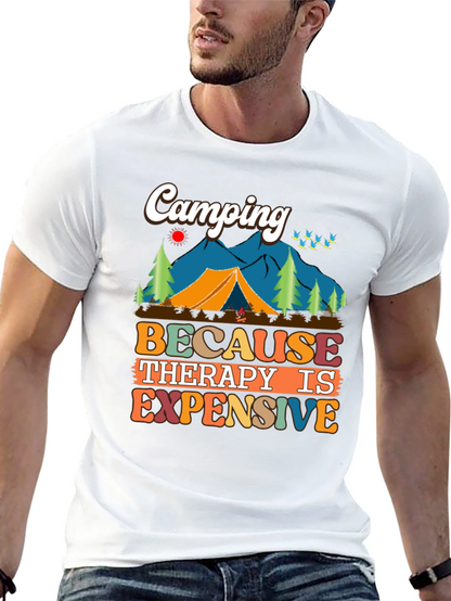 Camiseta Unisex Camping Porque la Terapia es Cara