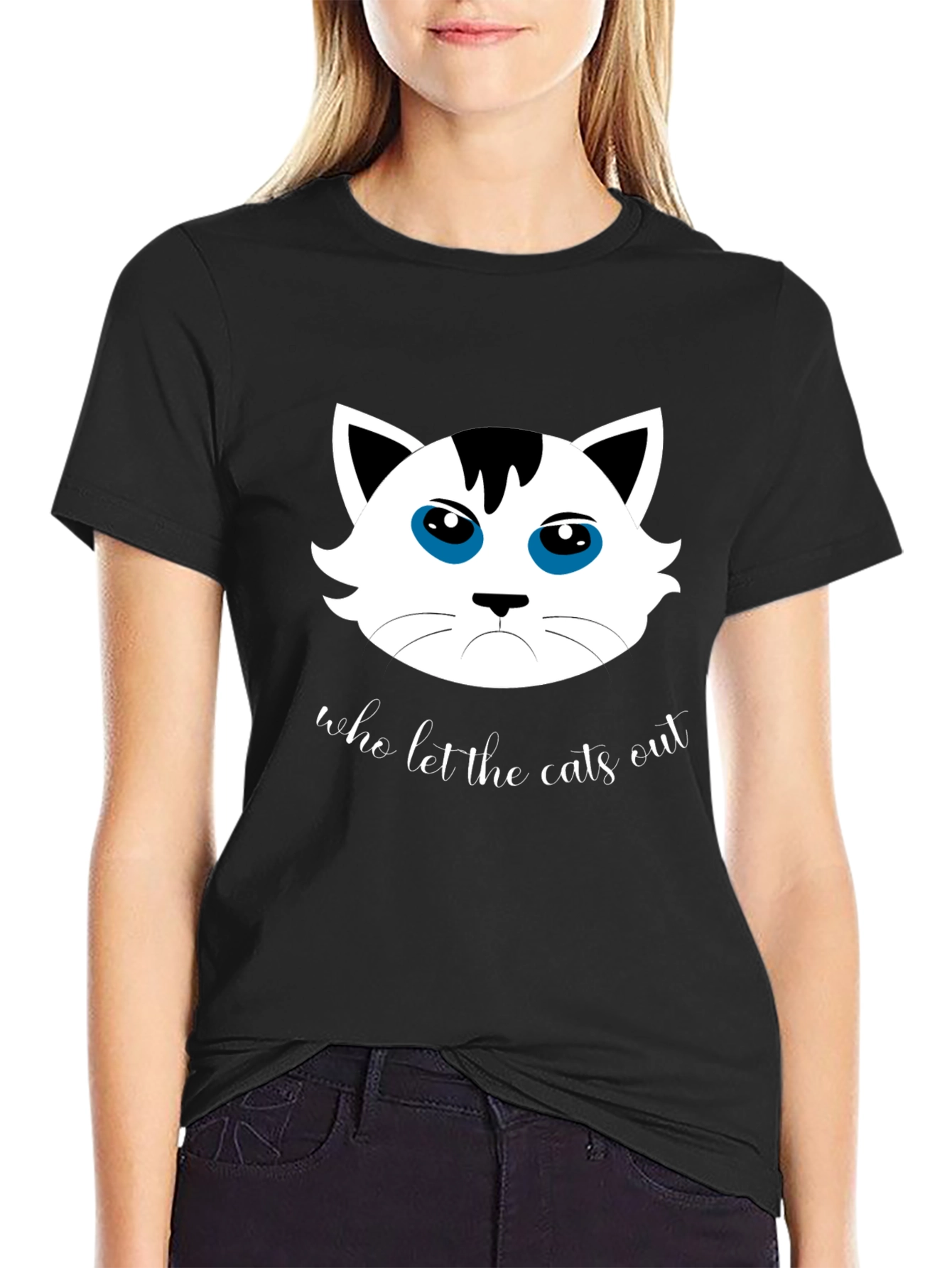 Camiseta Negra Who Let the Cats Out
