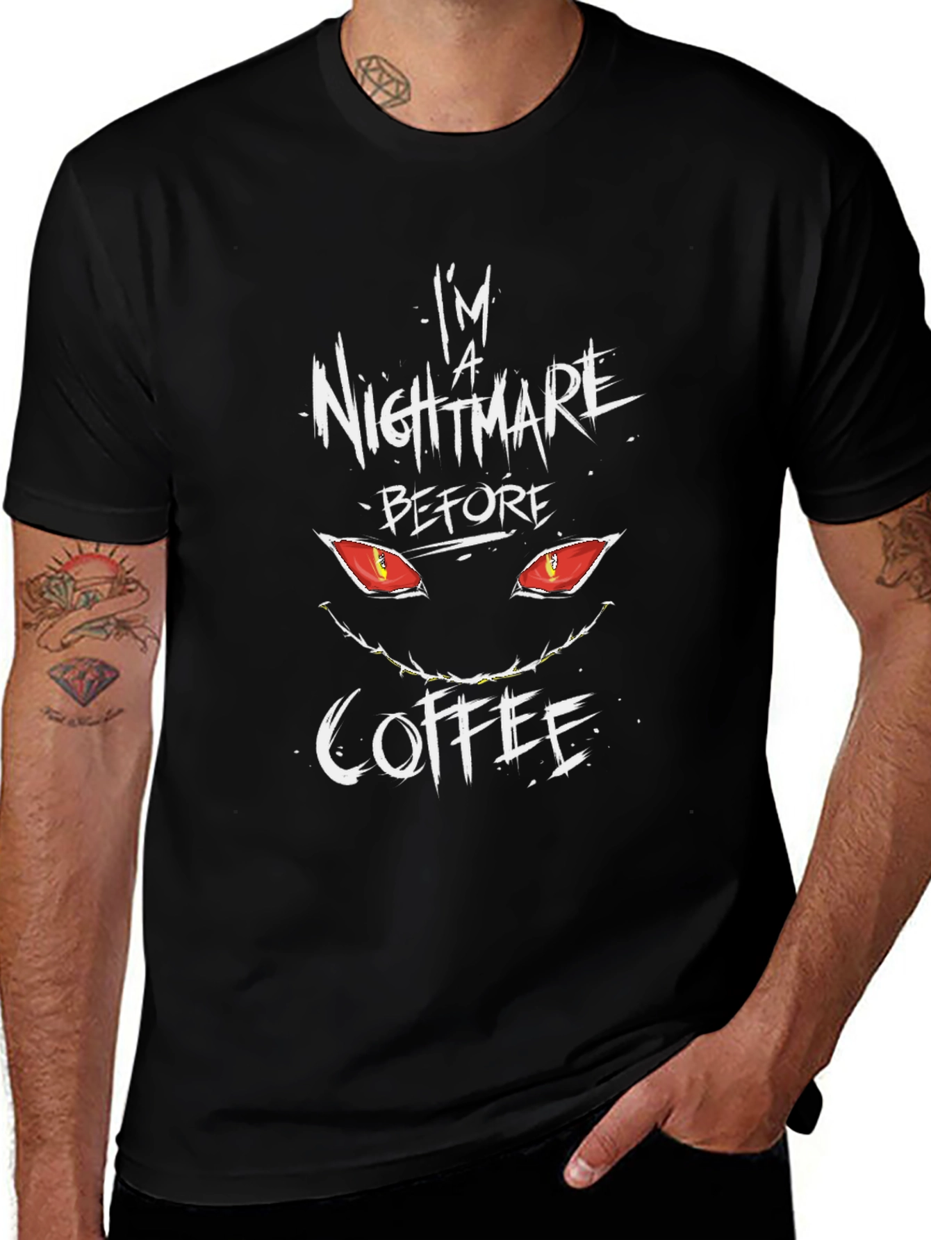 Camiseta Negra Pesadilla Antes del Café para Hombre