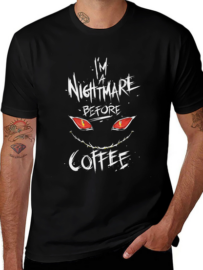 Camiseta Negra Pesadilla Antes del Café para Hombre