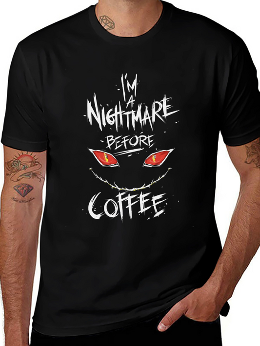 Camiseta Negra Pesadilla Antes del Café para Hombre