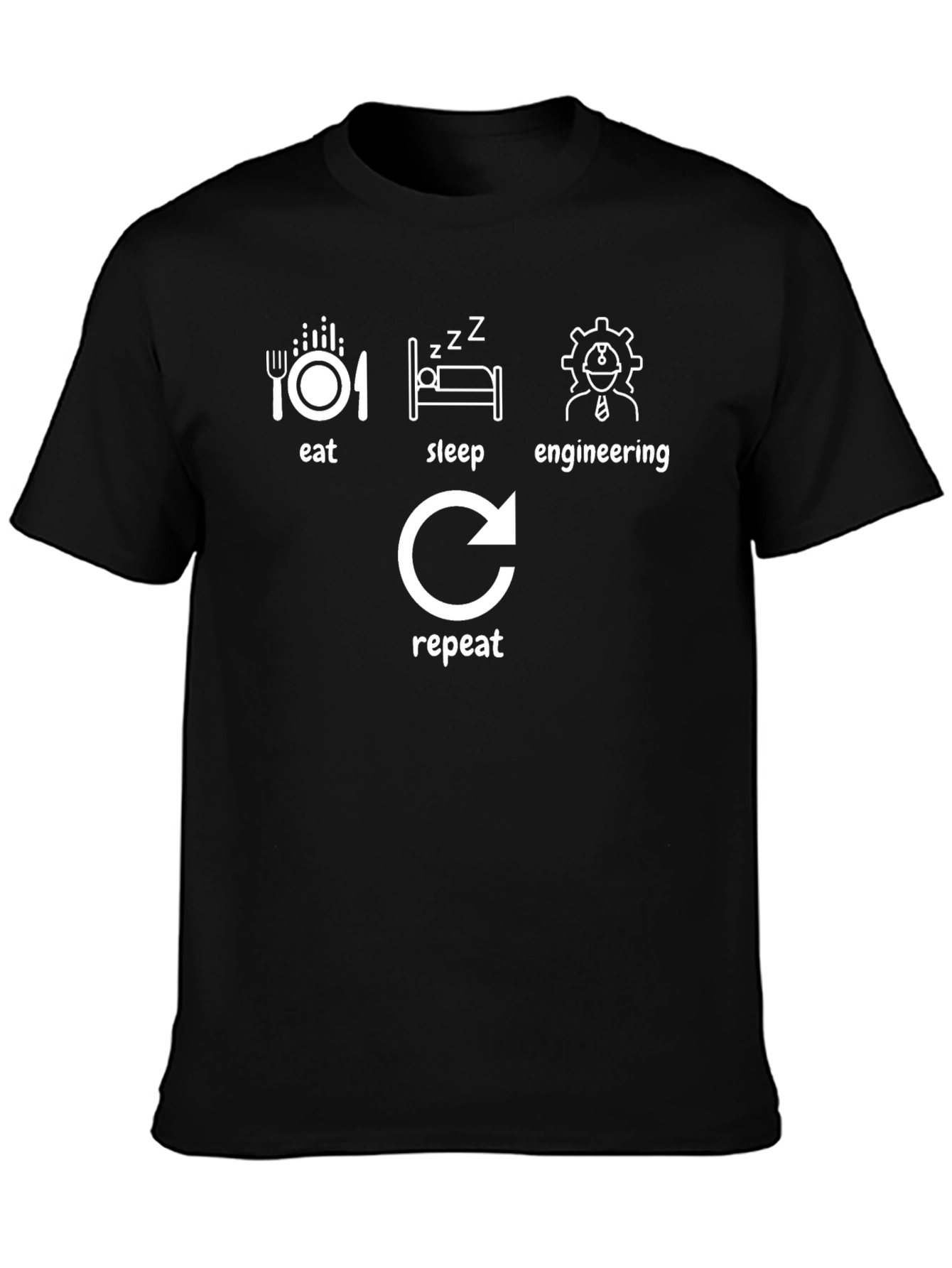 Camiseta Negra Eat Sleep Engineering Repeat