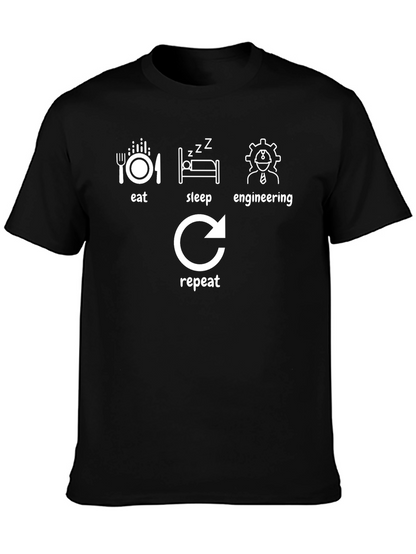 Camiseta Negra Eat Sleep Engineering Repeat