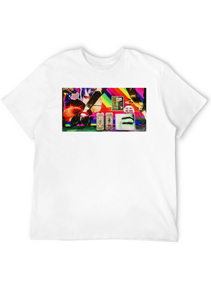 Camiseta Negra Estampada Collage Artístico