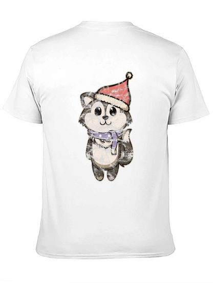 Camiseta Hombre Diseño Husky Navideño