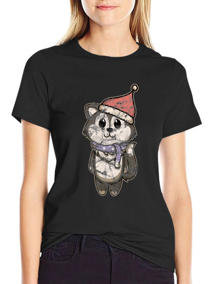 Camiseta Hombre Diseño Husky Navideño