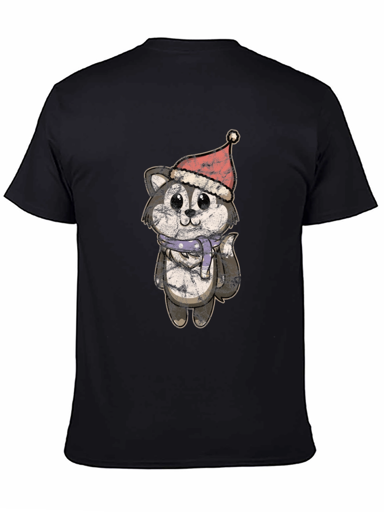 Camiseta Hombre Diseño Husky Navideño