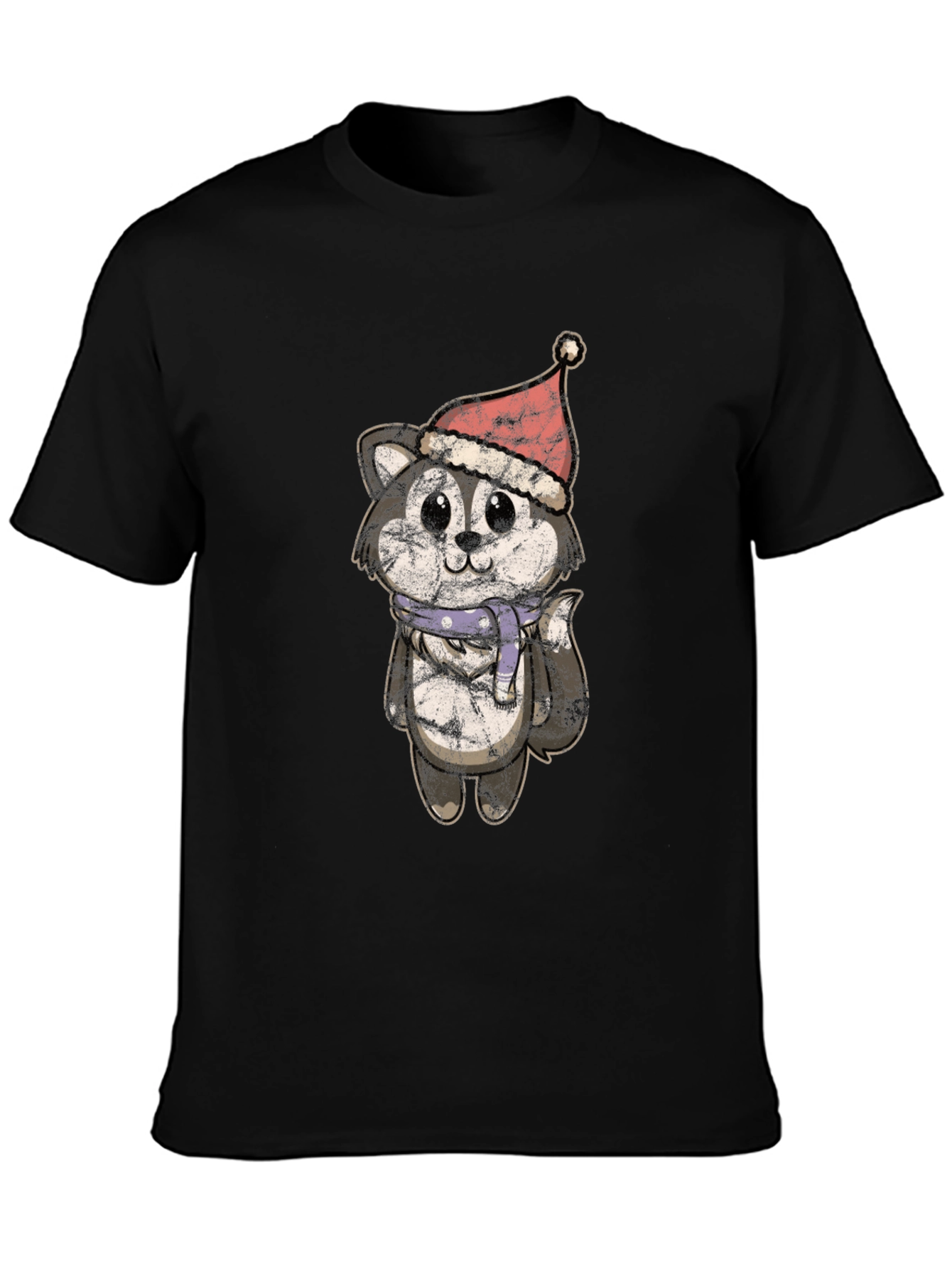Camiseta Hombre Diseño Husky Navideño