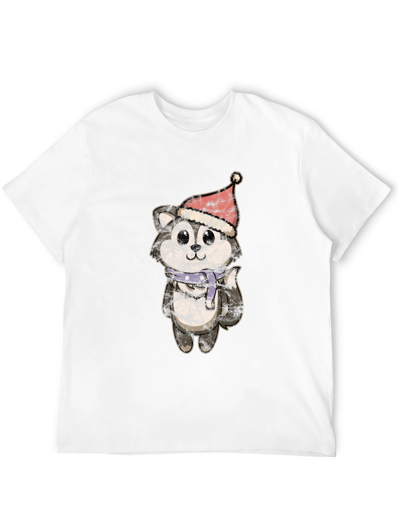 Camiseta Hombre Diseño Husky Navideño