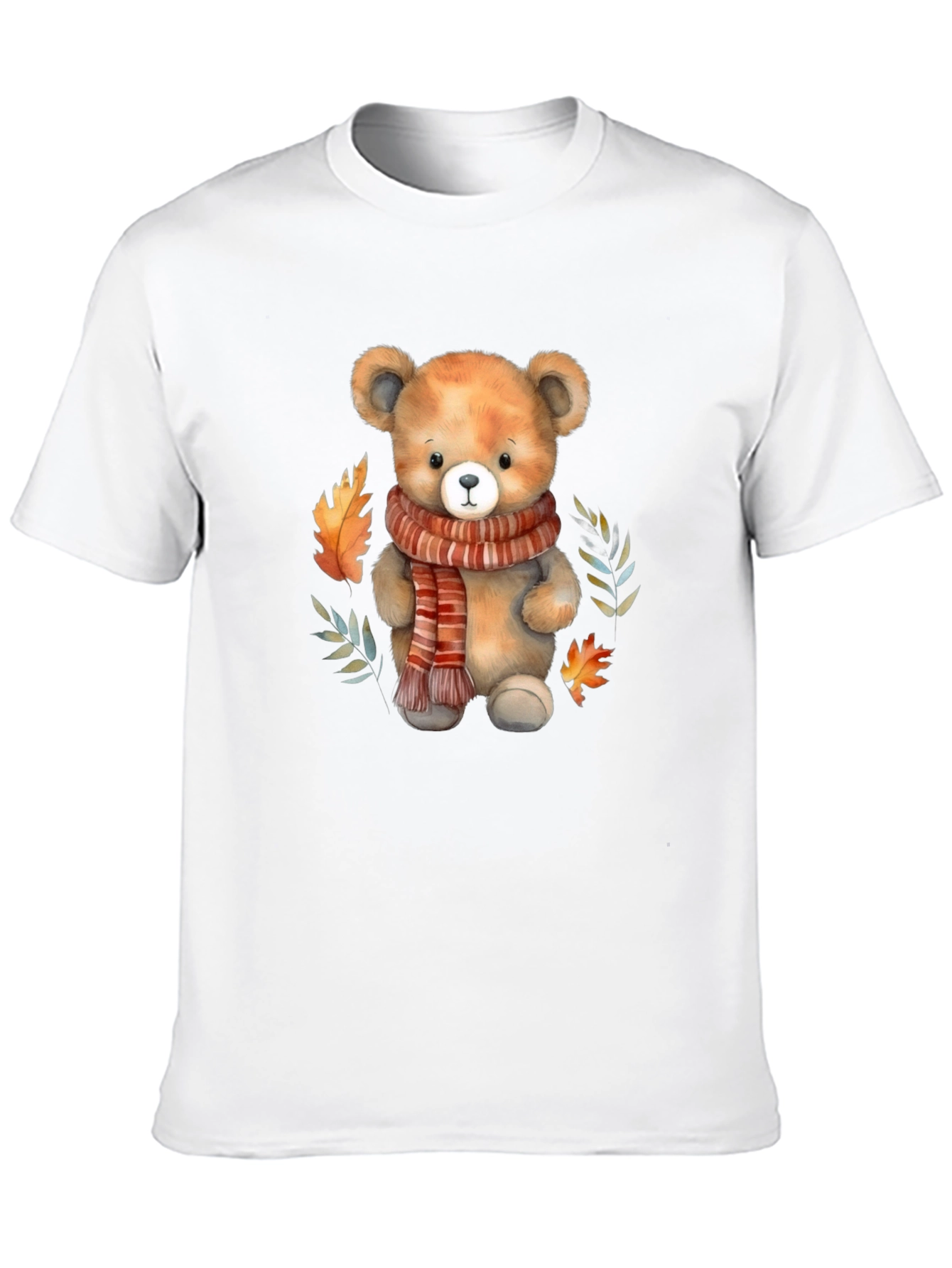 Camiseta Negra con Diseño de Oso y Otoño