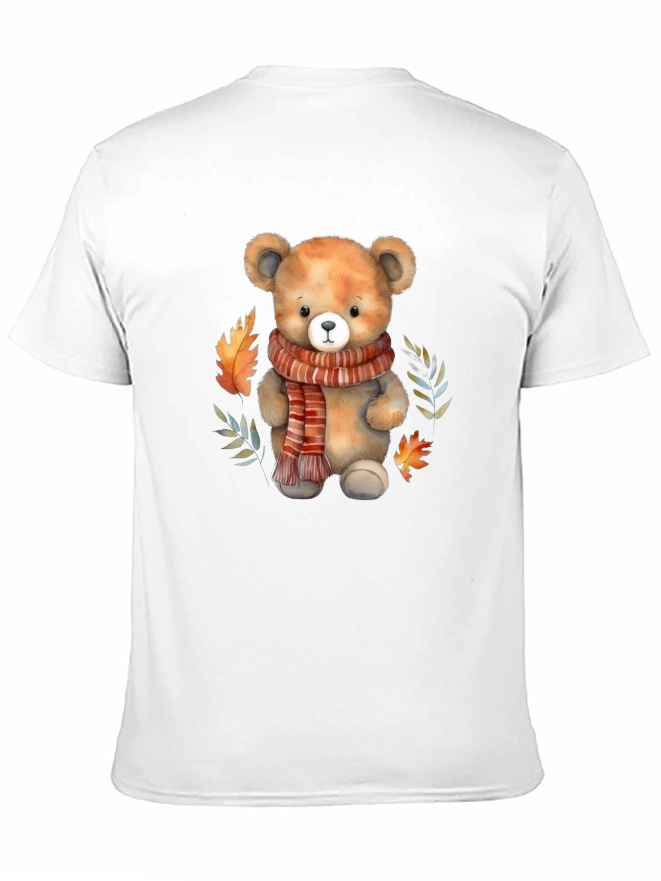 Camiseta Negra con Diseño de Oso y Otoño