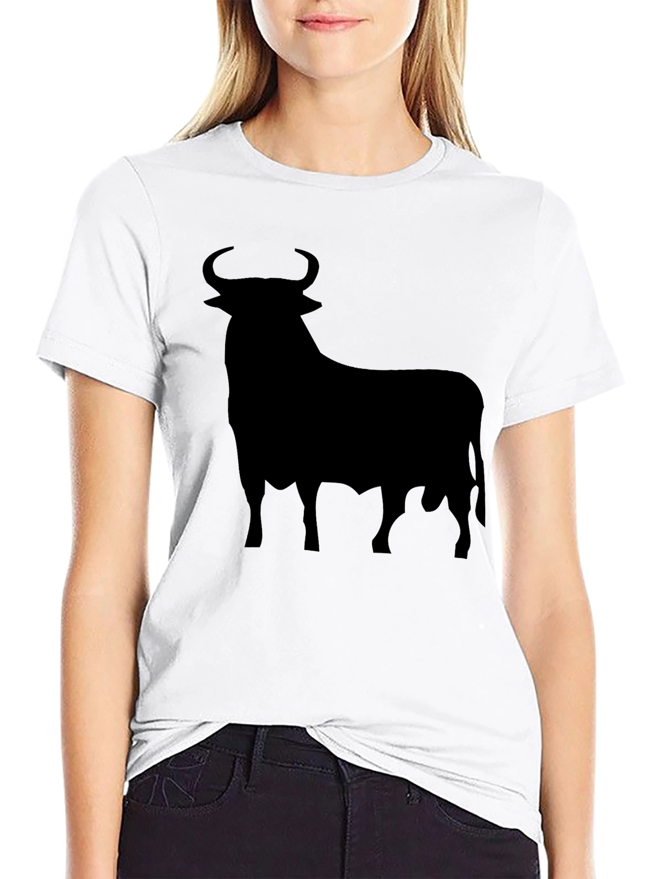 Camiseta Negra con Silueta de Toro
