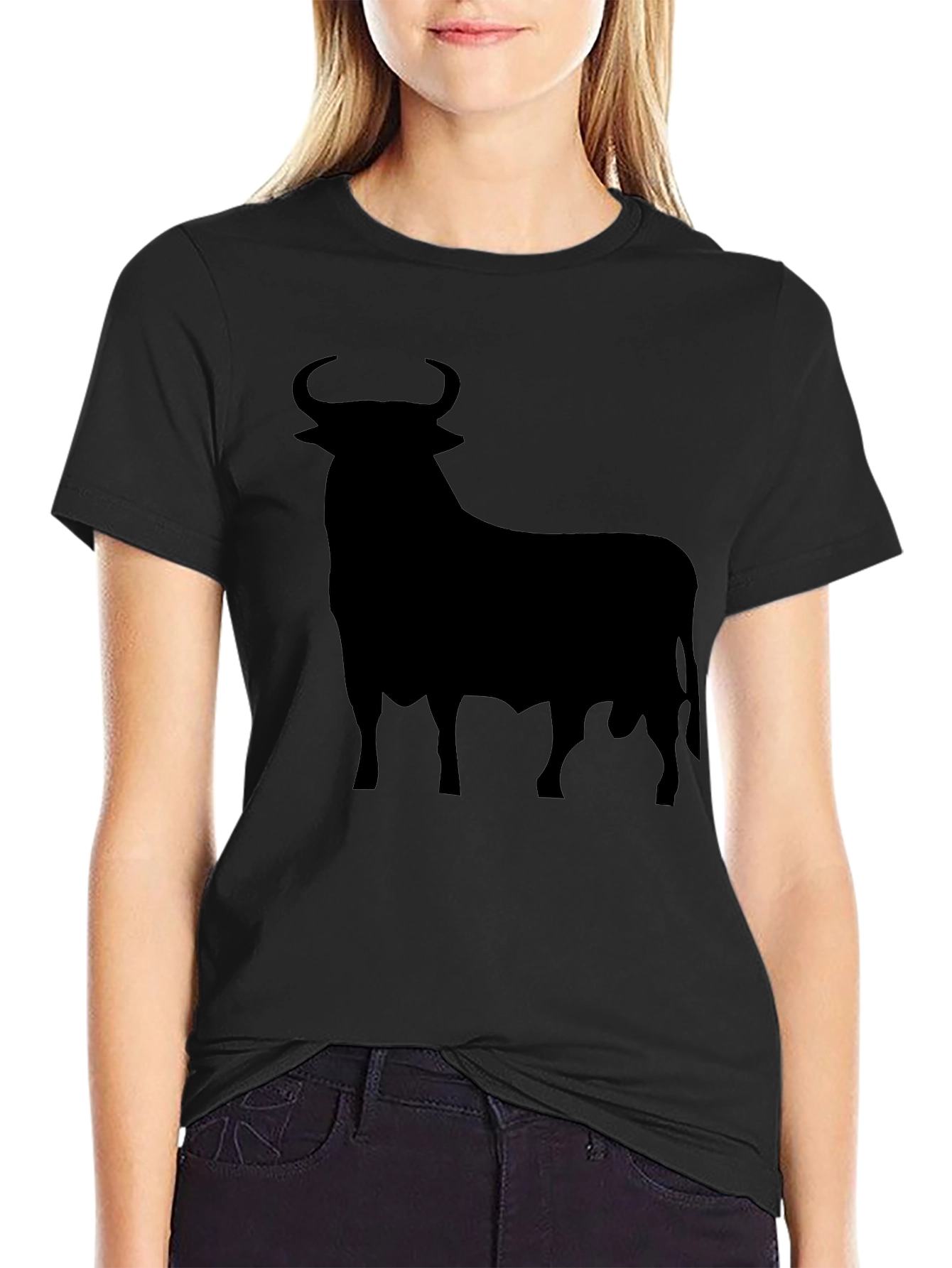 Camiseta Negra con Silueta de Toro