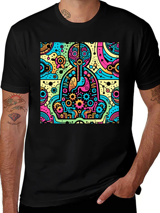 Camiseta Hombre Diseño Anatómico Psicodélico