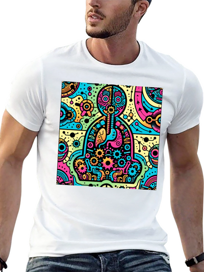 Camiseta Hombre Diseño Anatómico Psicodélico