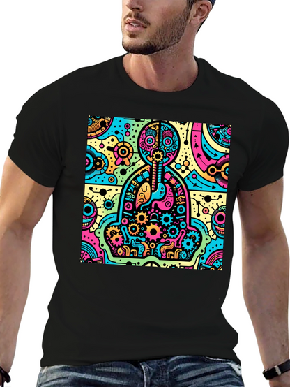 Camiseta Hombre Diseño Anatómico Psicodélico