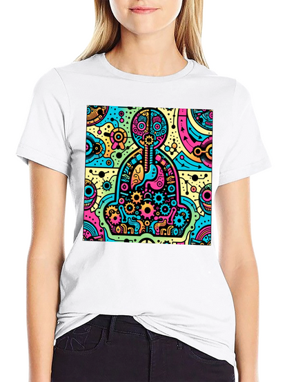 Camiseta Hombre Diseño Anatómico Psicodélico