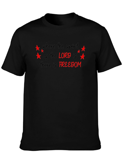 Camiseta Negra con Estampa Religiosa - Libertad