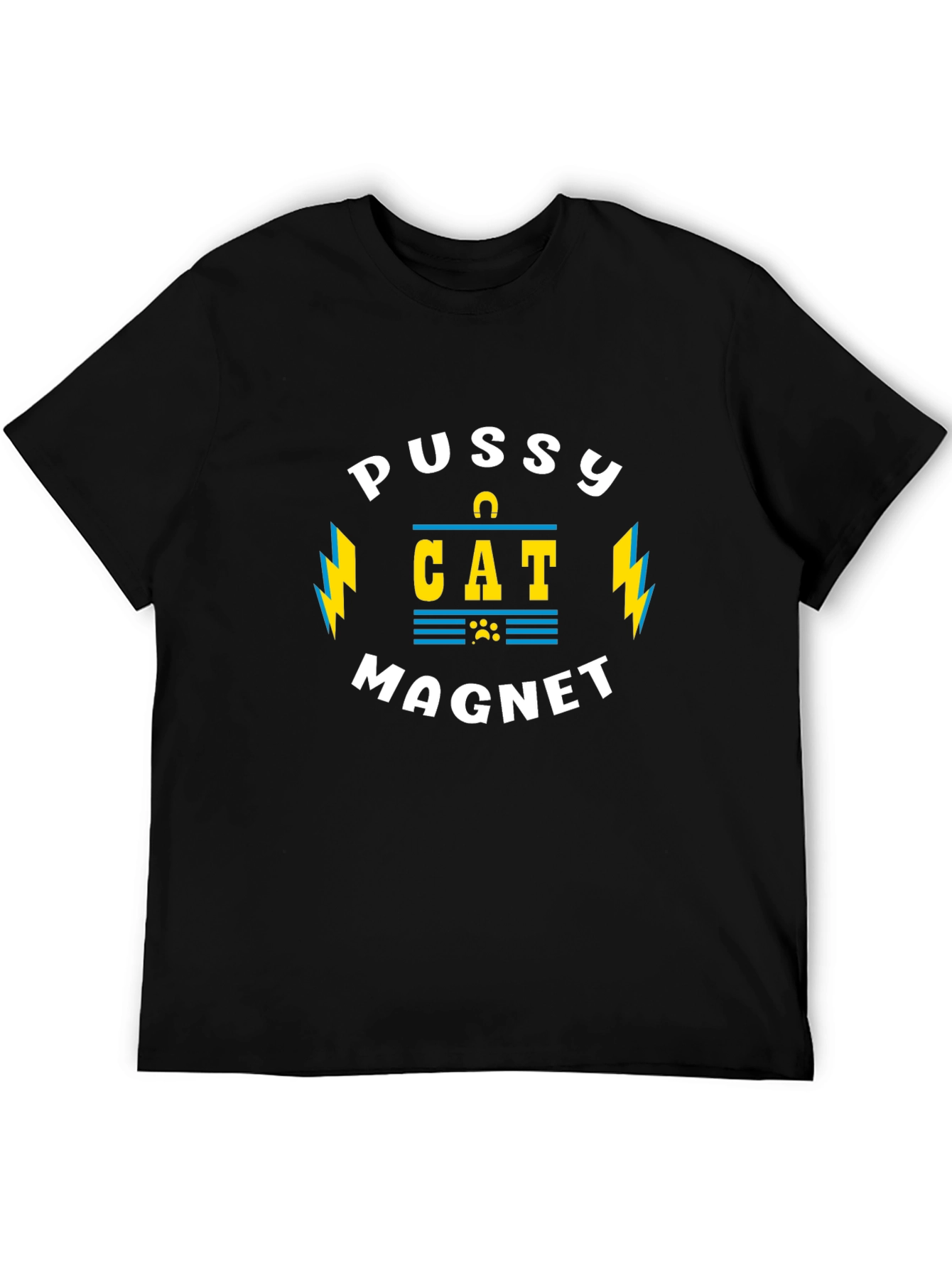 Camiseta Negra Pussy Cat Magnet Divertida para Hombre