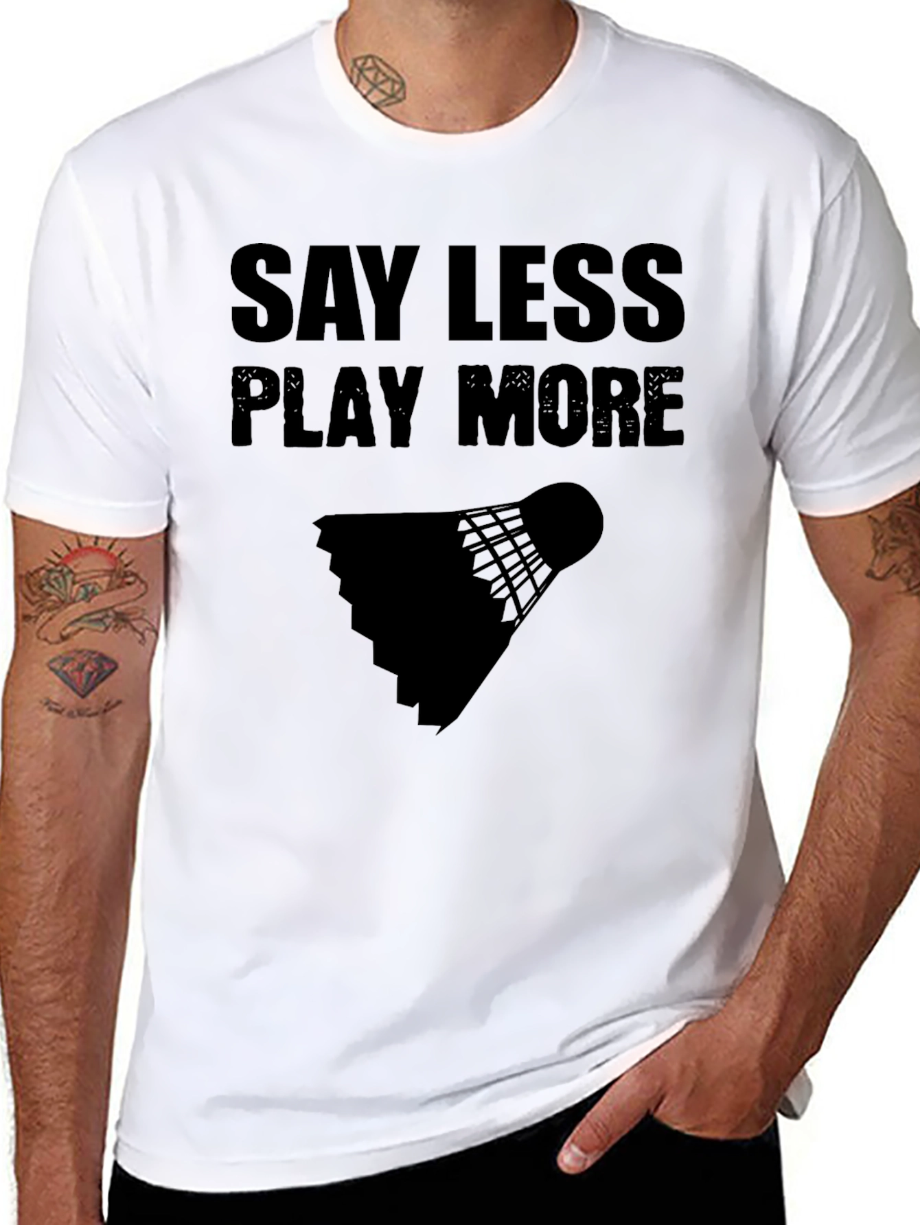 Camiseta Negra: Di Menos Juega Más - Bádminton