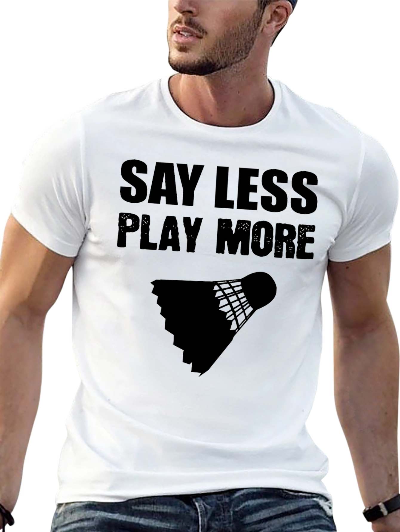 Camiseta Negra: Di Menos Juega Más - Bádminton