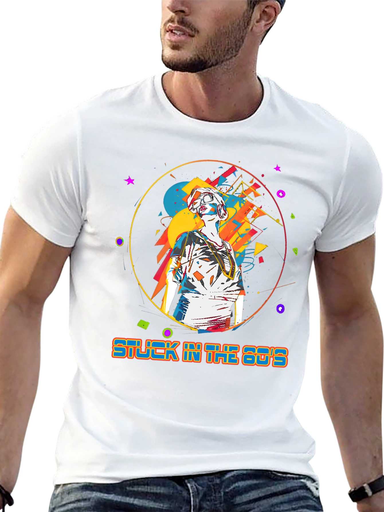 Camiseta Hombre: Stuck in the 80s