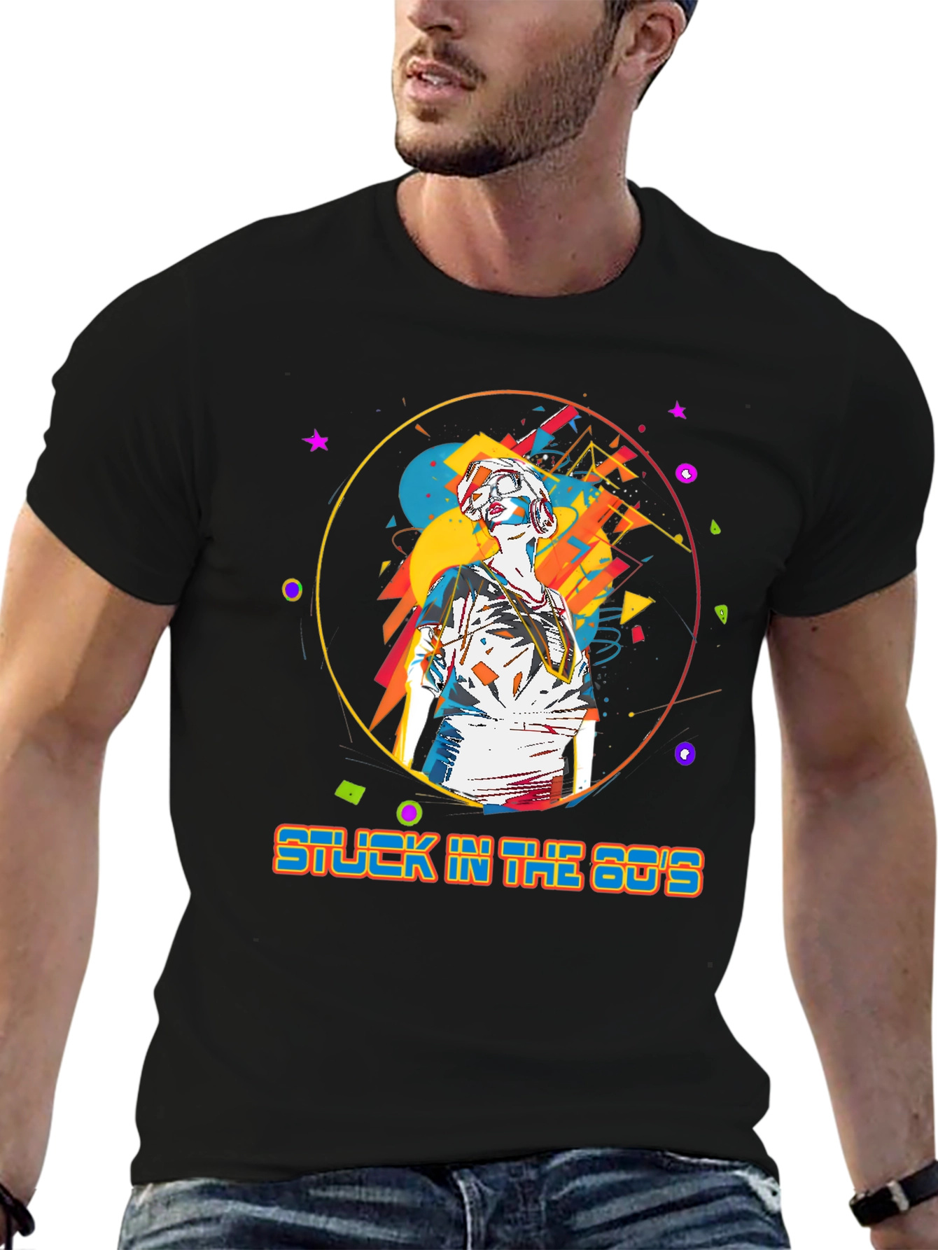 Camiseta Hombre: Stuck in the 80s