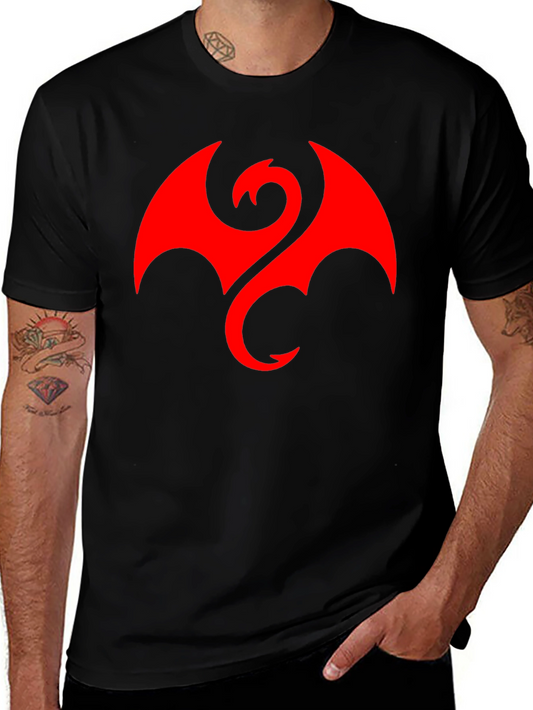 Camiseta Hombre Dragón Rojo Estilo Casual