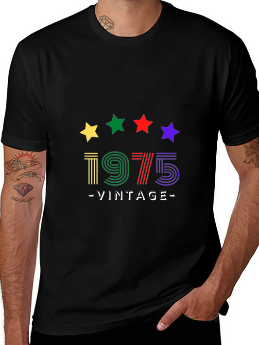 Camiseta Vintage 1975 con Estrellas de Colores