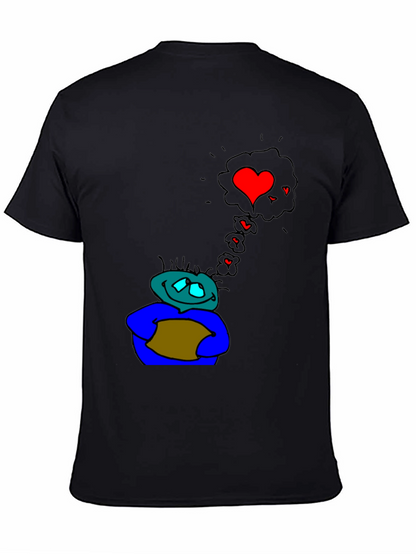 Camiseta Negra Hombre Dibujo Enamorado