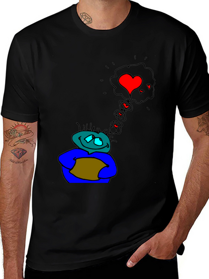 Camiseta Negra Hombre Dibujo Enamorado