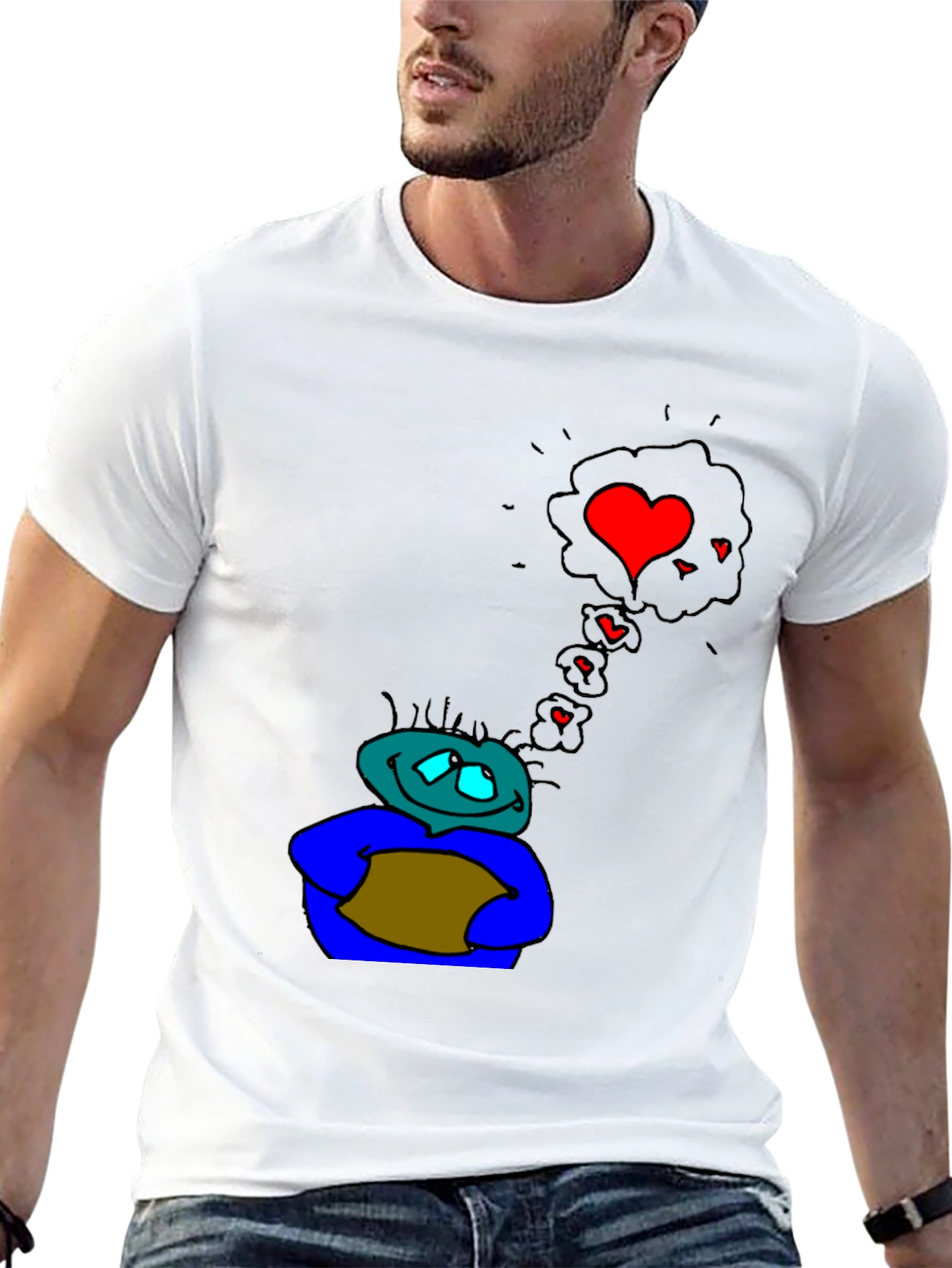 Camiseta Negra Hombre Dibujo Enamorado