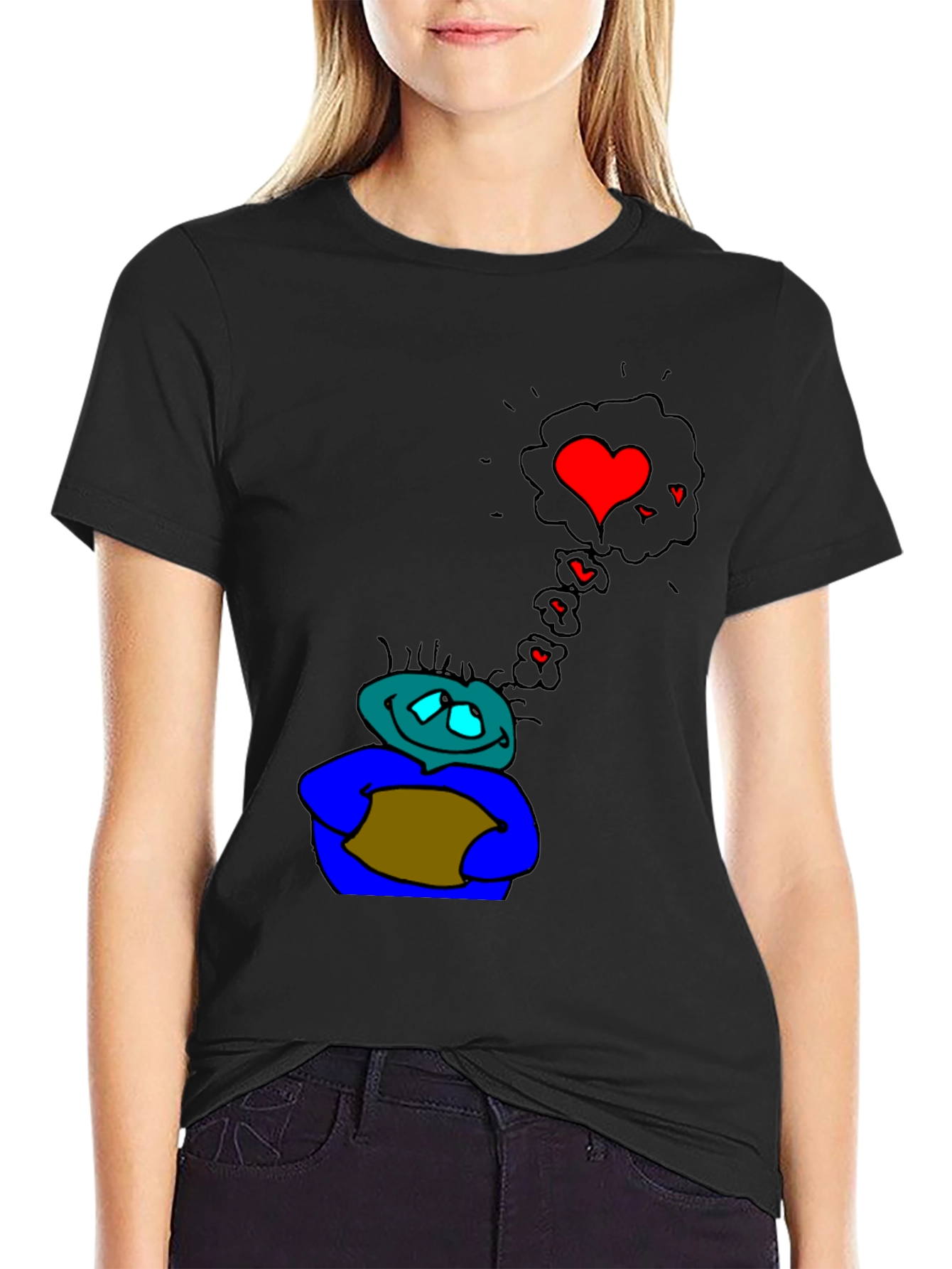 Camiseta Negra Hombre Dibujo Enamorado