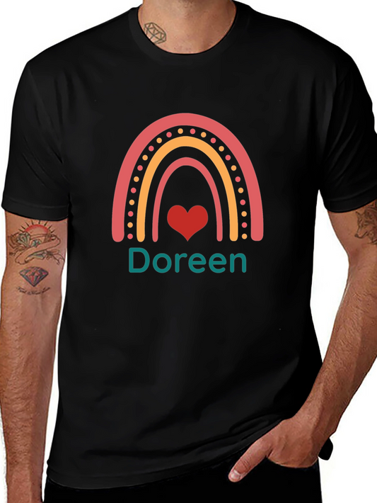Camiseta Negra con Arco Iris y Nombre Personalizado
