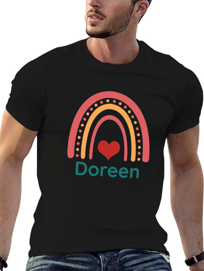 Camiseta Negra con Arco Iris y Nombre Personalizado