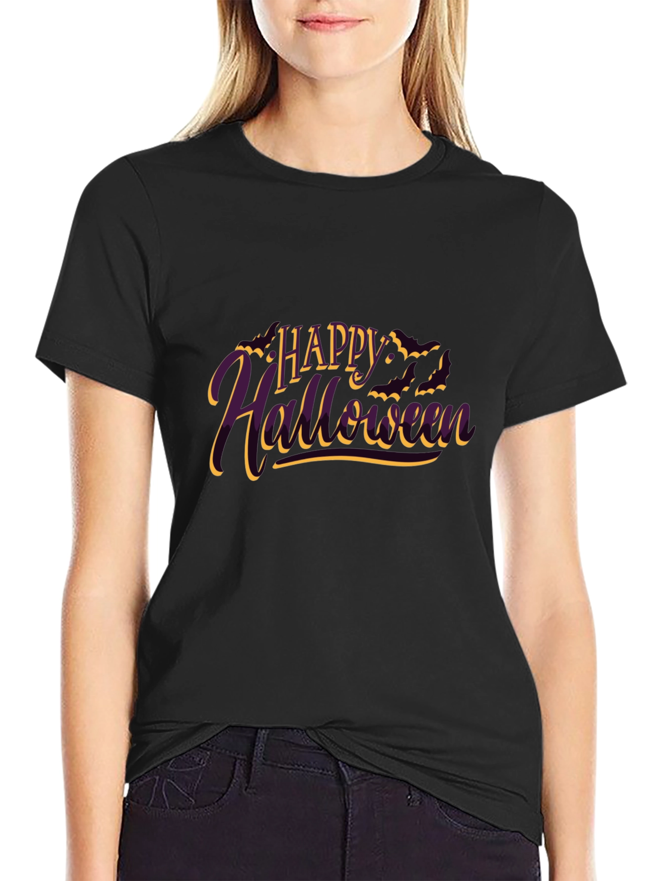 Camiseta Negra Feliz Halloween para Hombre