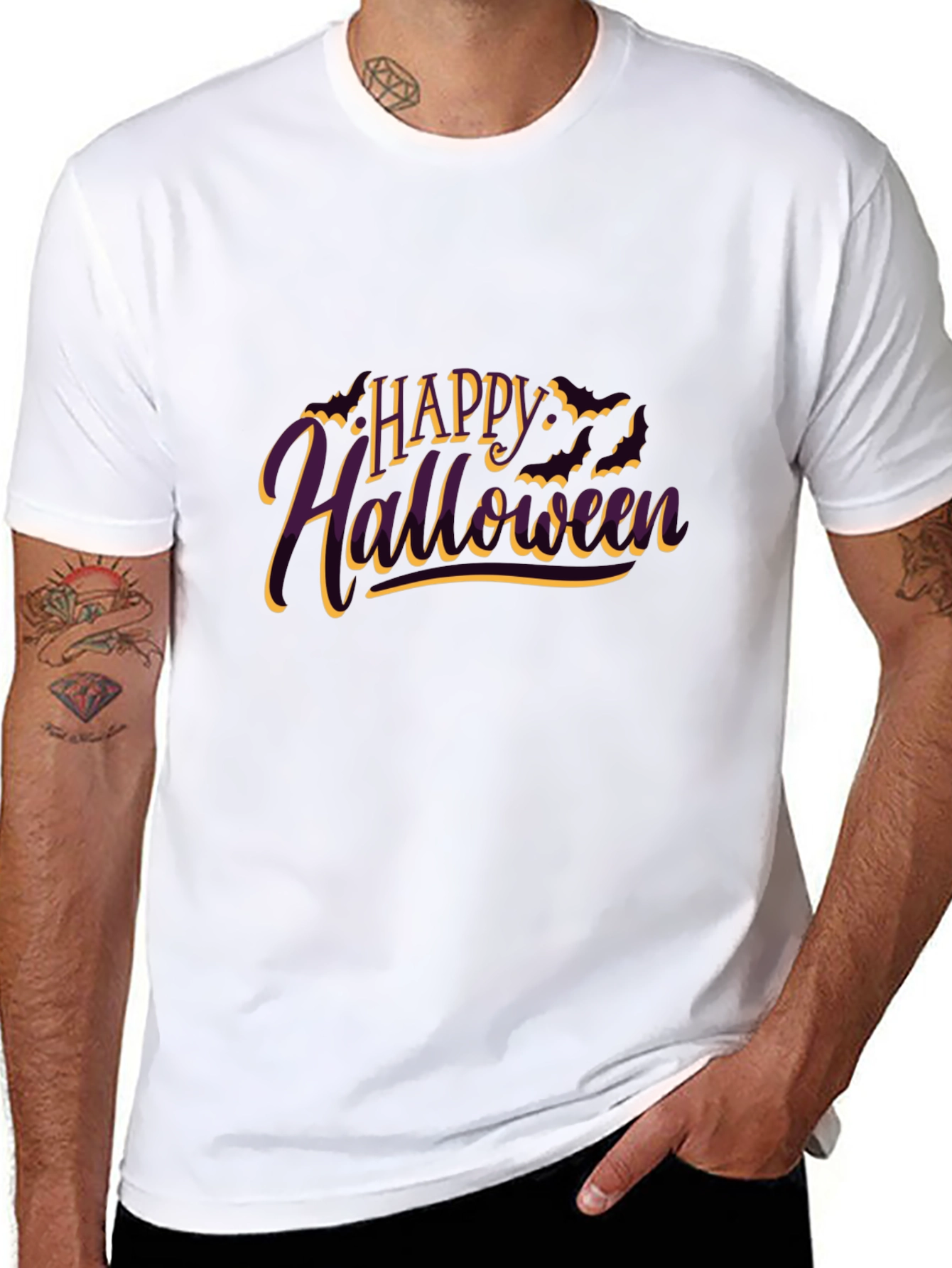 Camiseta Negra Feliz Halloween para Hombre