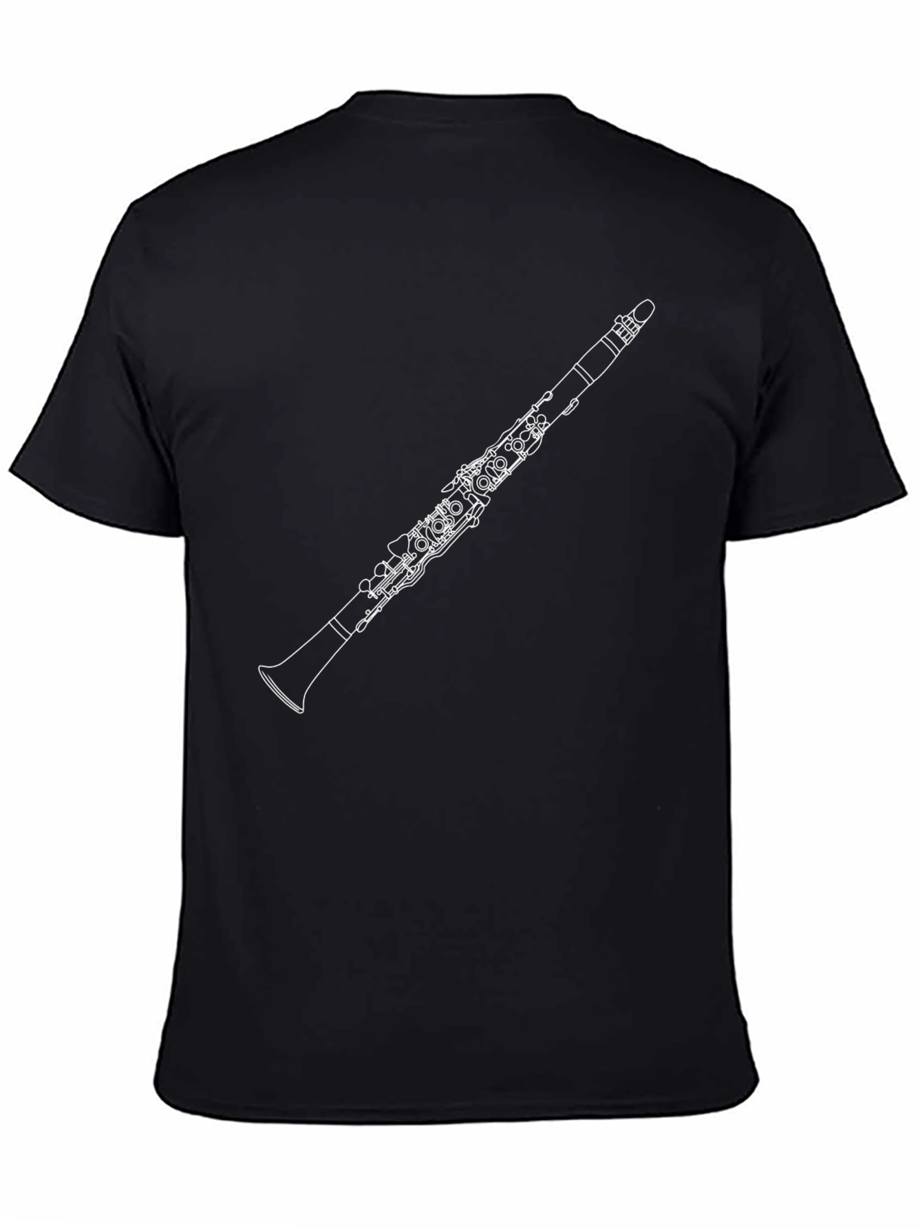 Camiseta Negra con Diseño de Clarinete para Músicos