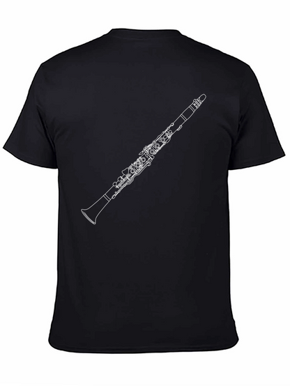 Camiseta Negra con Diseño de Clarinete para Músicos