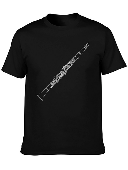 Camiseta Negra con Diseño de Clarinete para Músicos