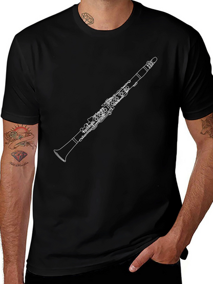 Camiseta Negra con Diseño de Clarinete para Músicos